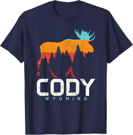 Cody Wyoming Vintage Retro Pride Souvenir Moose Nature T-Shirt - T-Shirt | Navy