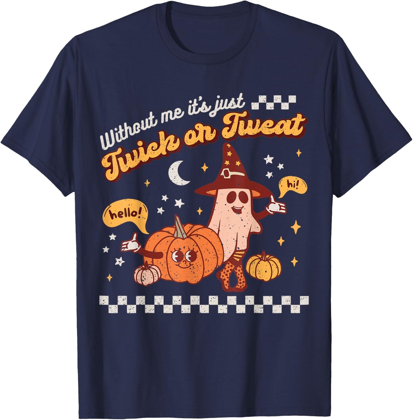 Speech Therapy Retro Spooky Fall Pumpkin Pathologist Season T-Shirt - T-Shirt | Navy