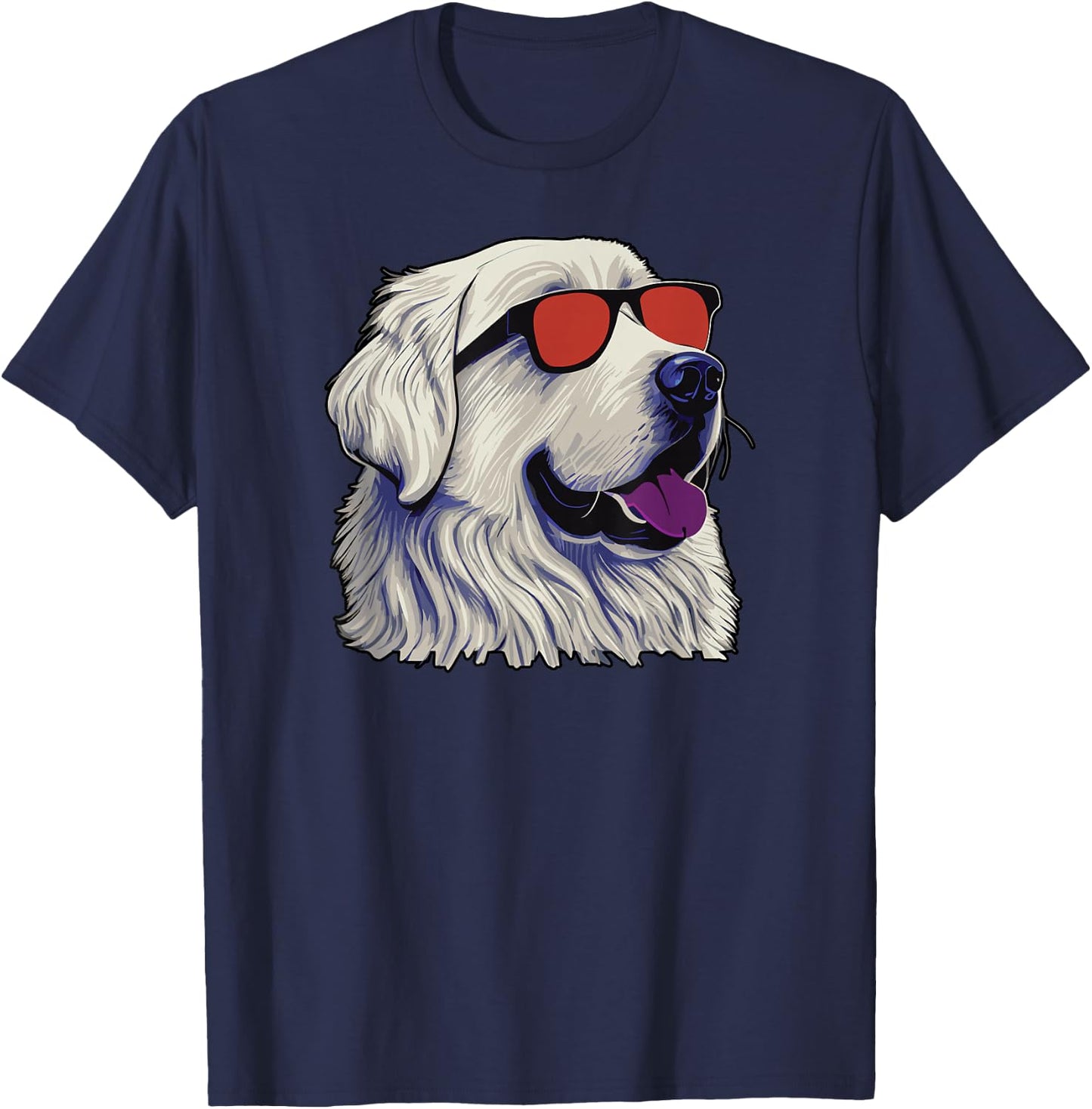 Dad Mom Cool Dog Sunglasses - Great Pyrenees T-Shirt - T-Shirt | Navy