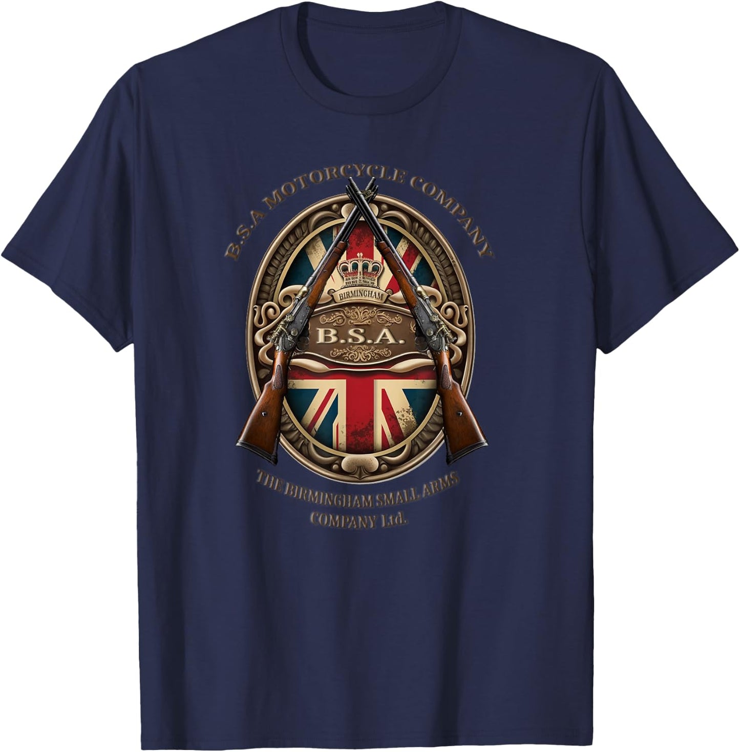 BSA Vintage style motorcycle retro badge T-Shirt - T-Shirt | Navy