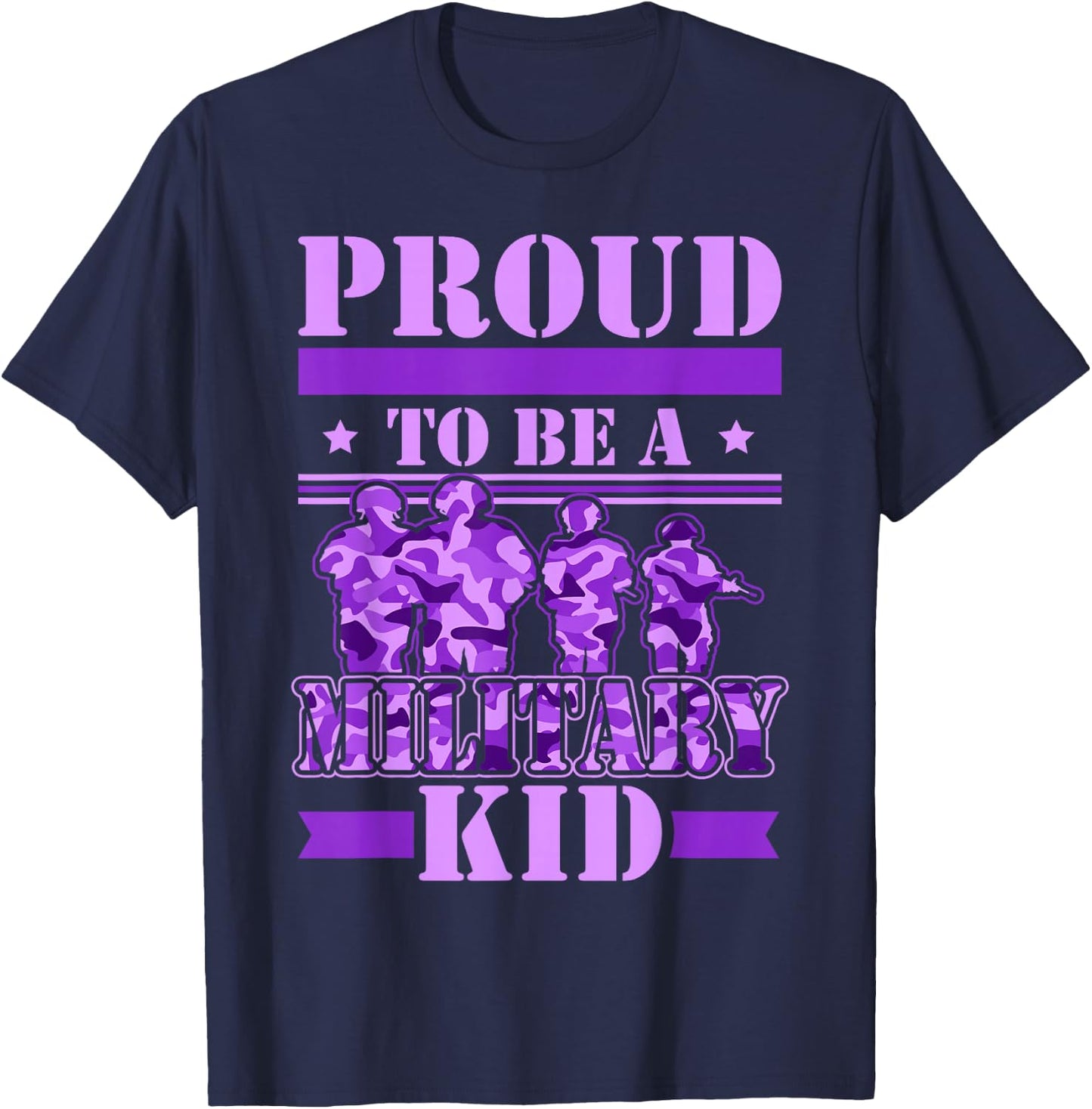 Proud To Be A Military Kid Military Child Month Kids T-Shirt - T-Shirt | Navy