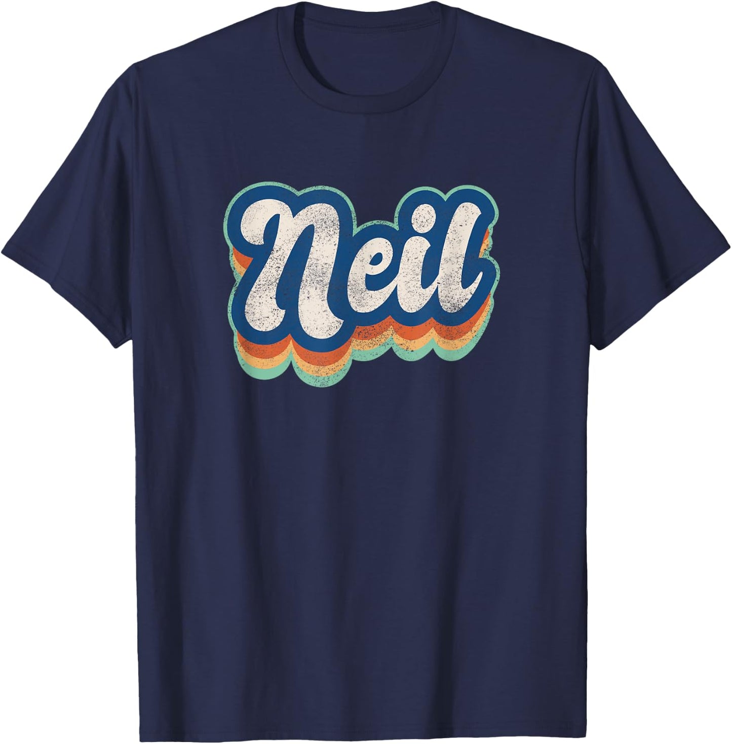 Neil First Name Boy Vintage Style 70s 80s Personalized T-Shirt - T-Shirt | Navy