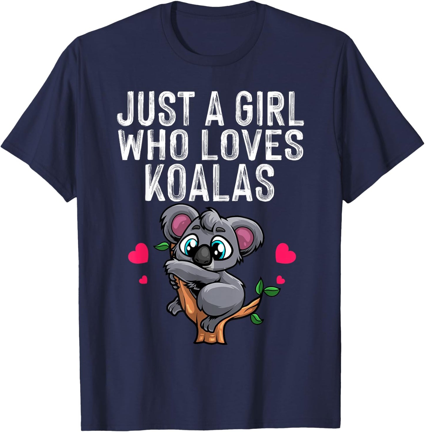 Funny Koala Bear for Girls Women Australian Animal Hearts T-Shirt - T-Shirt | Navy