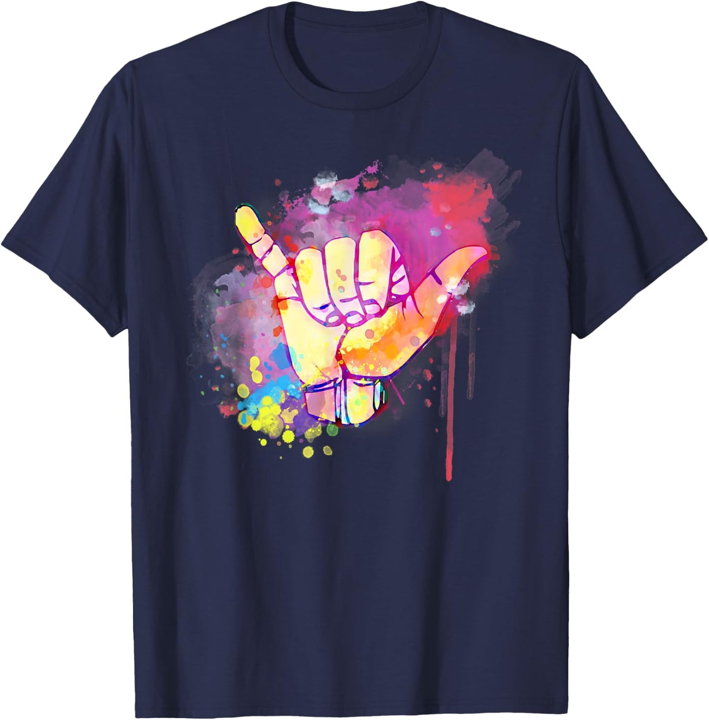 Cute Hawaiian Shaka Sign Colorful Classic Retro 80's Summer T-Shirt - T-Shirt | Navy