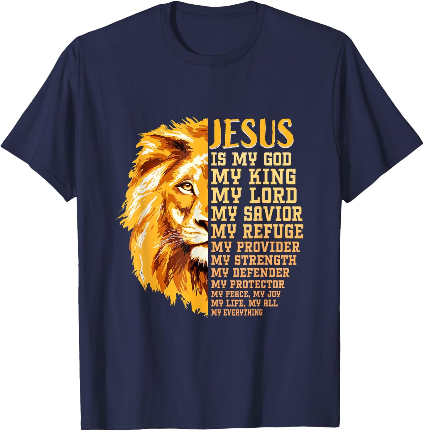 Jesus Is My God My King Black History Month BLM Melanin Lion T-Shirt - T-Shirt | Navy