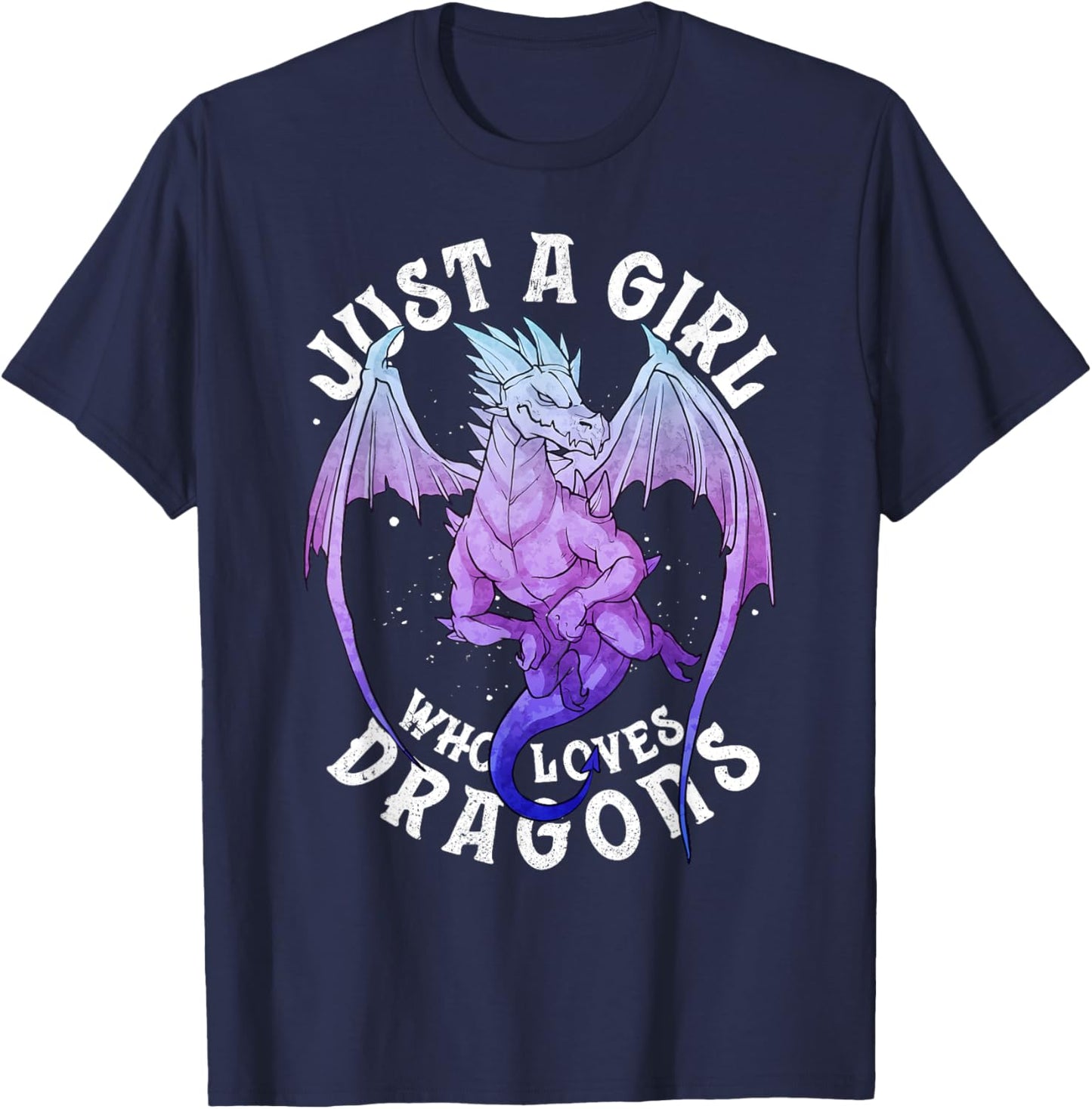 Just a Girl Who Loves Dragons Cute Dragon Women Girl T-Shirt - T-Shirt | Navy