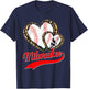 Vintage Milwaukee Baseball Leopard Heart Baseball Fans T-Shirt - T-Shirt | Navy