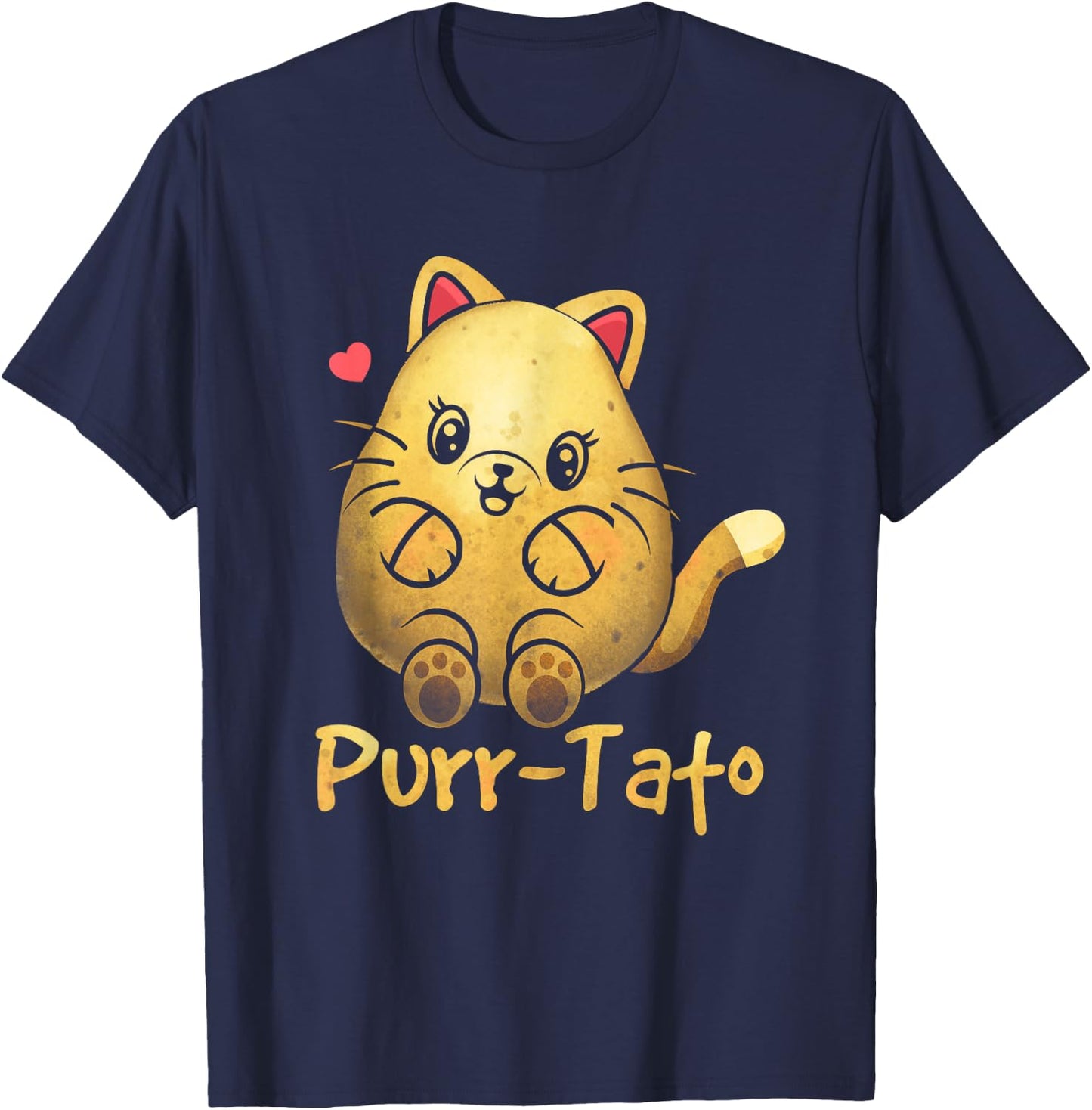 Purrtato Cat Purr Potato Cat Lover Vegetarian Idaho Potatoes T-Shirt - T-Shirt | Navy