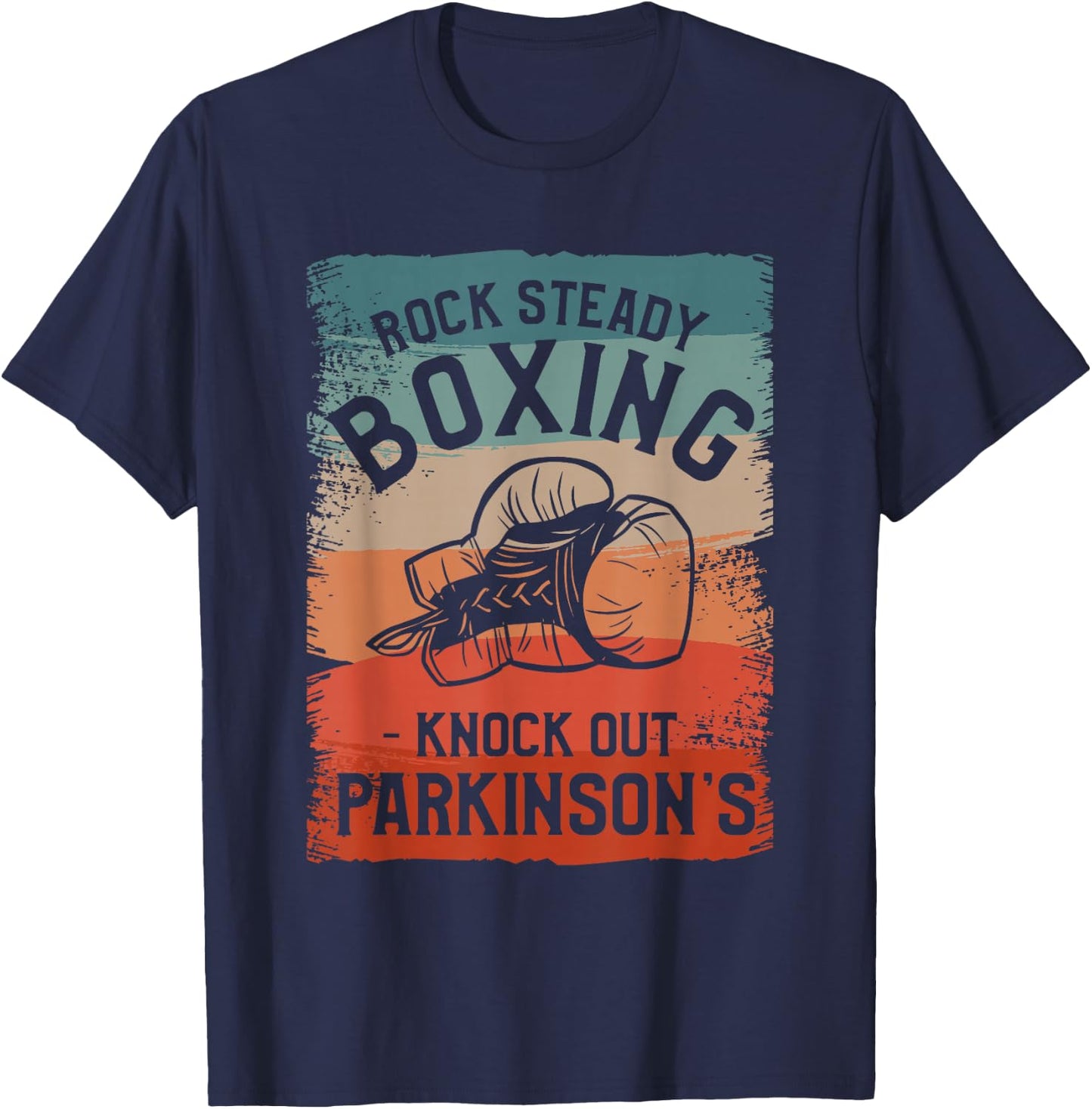 Rock Steady Boxing Knock Out Parkinson's Awareness T-Shirt - T-Shirt | Navy