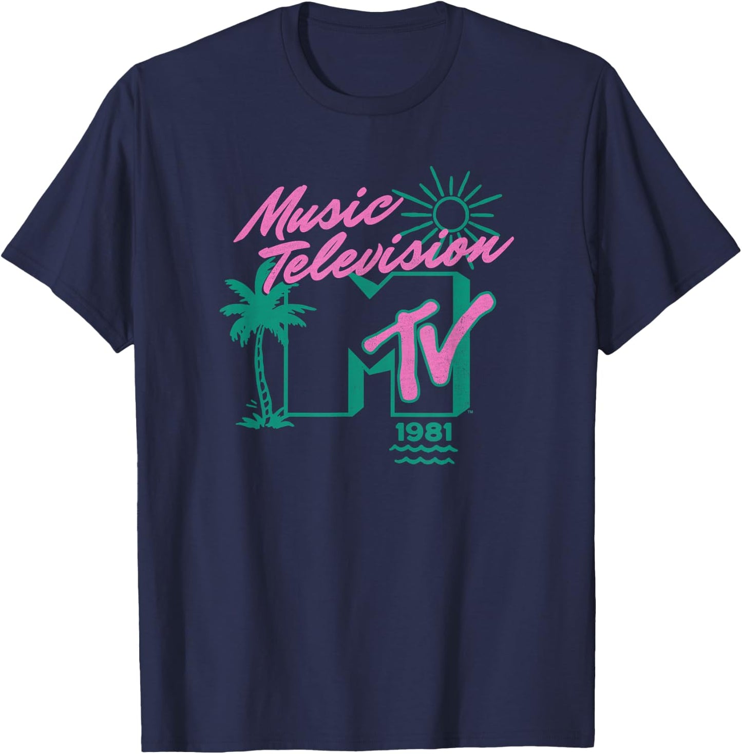 MTV Music Television 1981 Summer Time Classic Logo T-Shirt - T-Shirt | Navy