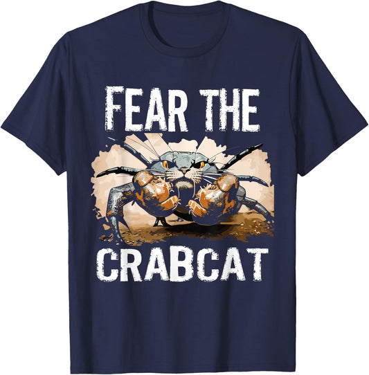 Fear the Crabcat - Funny Crab cat Cryptid Cryptozoology Men Women Kids T-Shirt - T-Shirt | Navy