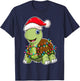 Christmas Lights Turtle Wearing Xmas Hat - Sea Turtle Lover T-Shirt - T-Shirt | Navy