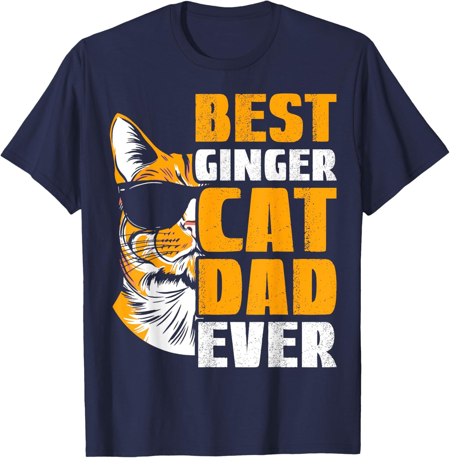 Best Ginger Cat Dad Ever Cat Lover Kids T-Shirt - T-Shirt | Navy