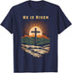He Is Risen Easter Resurrection Jesus Christian Bible Verse T-Shirt - T-Shirt | Navy