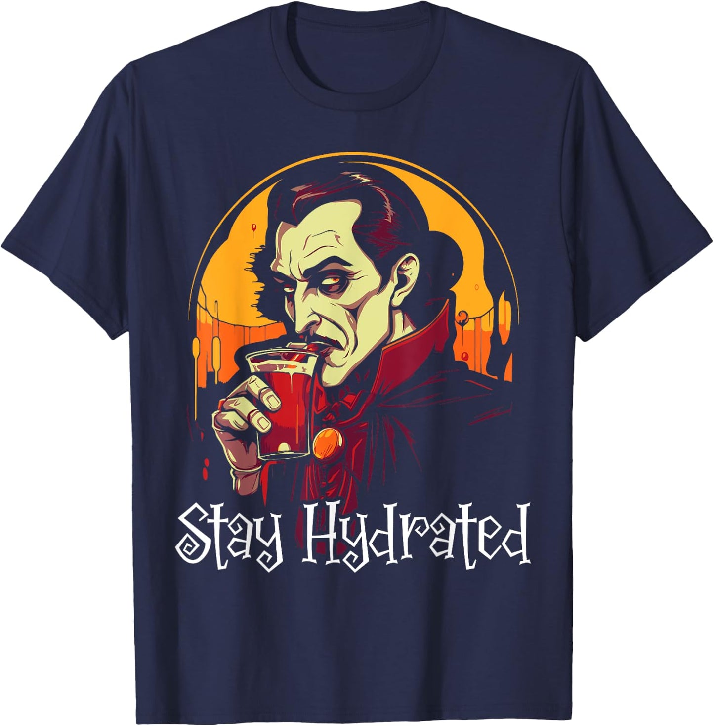 Dracula Halloween Scary Trick Or Treat Spooky Vampire T-Shirt - T-Shirt | Navy