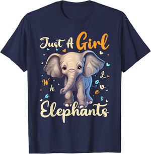 Elephant Lover Just A Girl Who Loves Elephants T-Shirt - T-Shirt | Navy