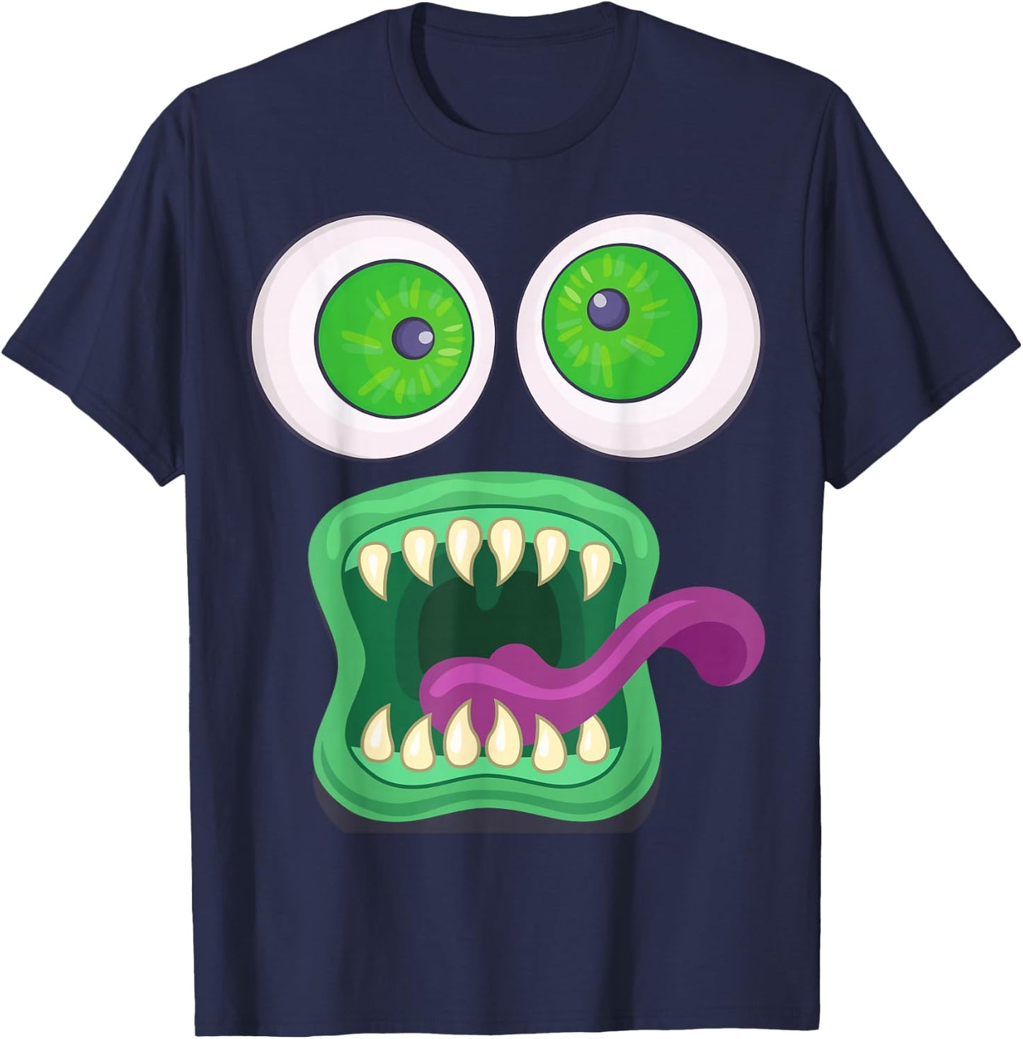 Men's Women's Big Eyes Monster Face Halloween Costume T-Shirt - T-Shirt | Navy