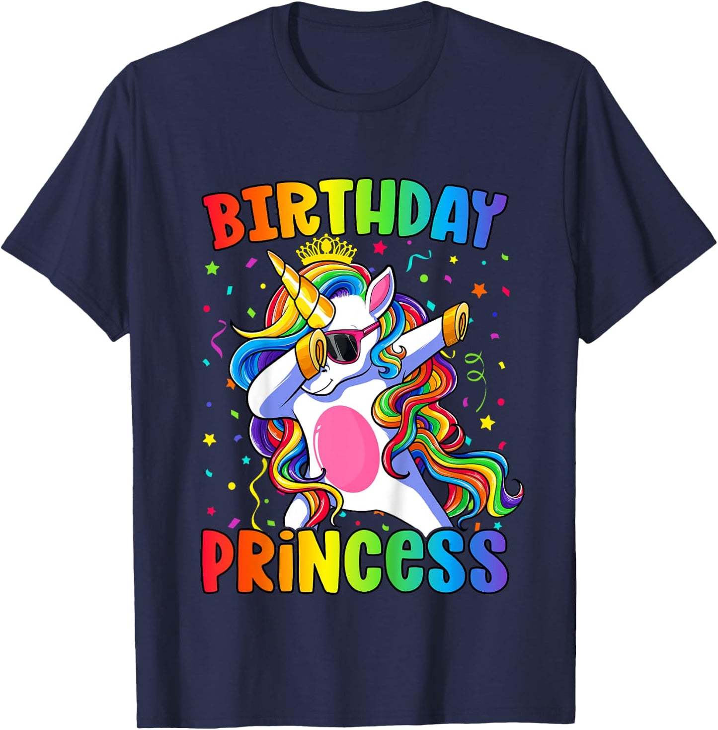 Birthday Princess Shirt Girl Unicorn Birthday T-Shirt - T-Shirt | Navy