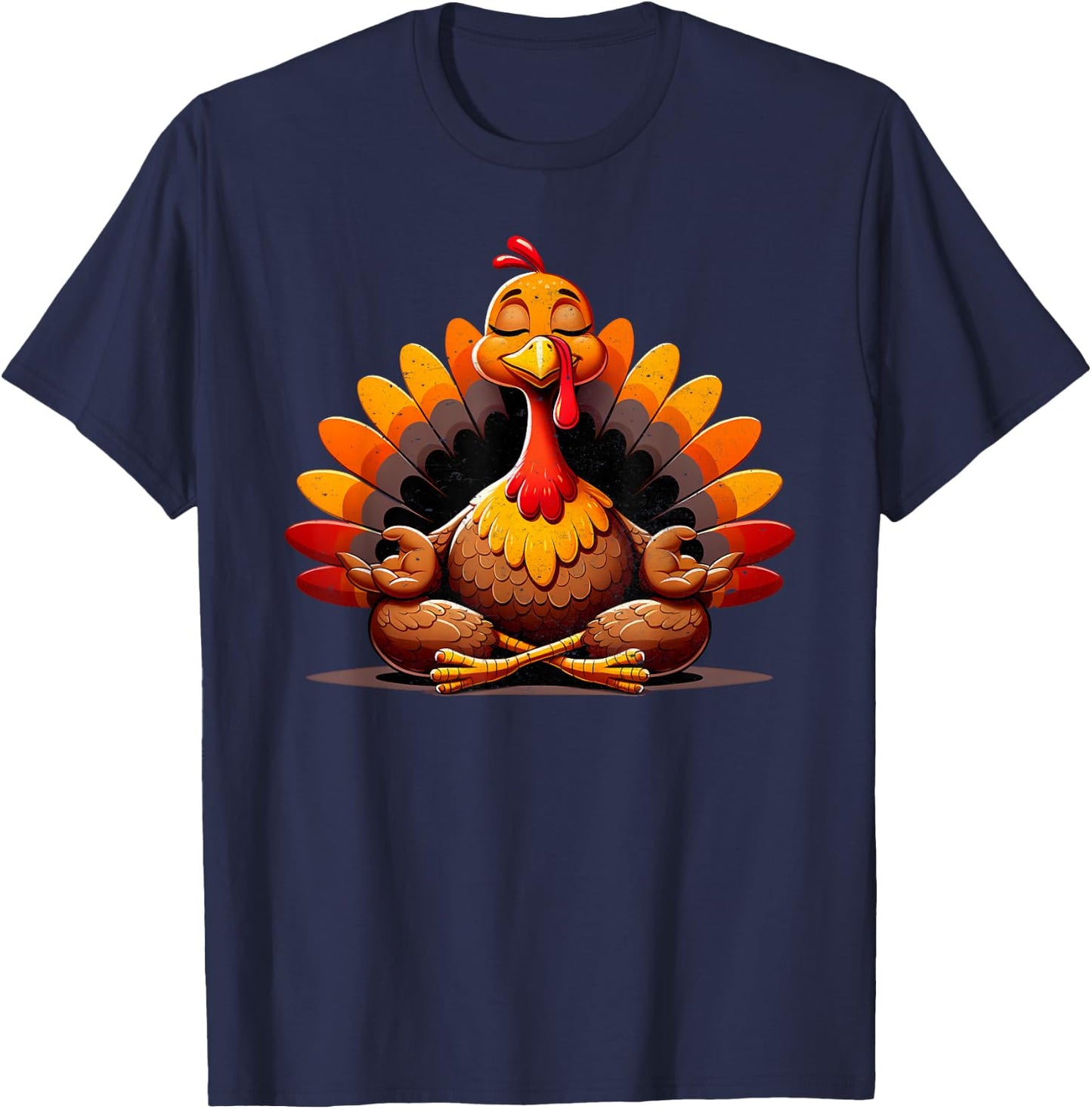 Turkey Yoga Thanksgiving Day Funny Meditating Namaste Fall T-Shirt - T-Shirt | Navy