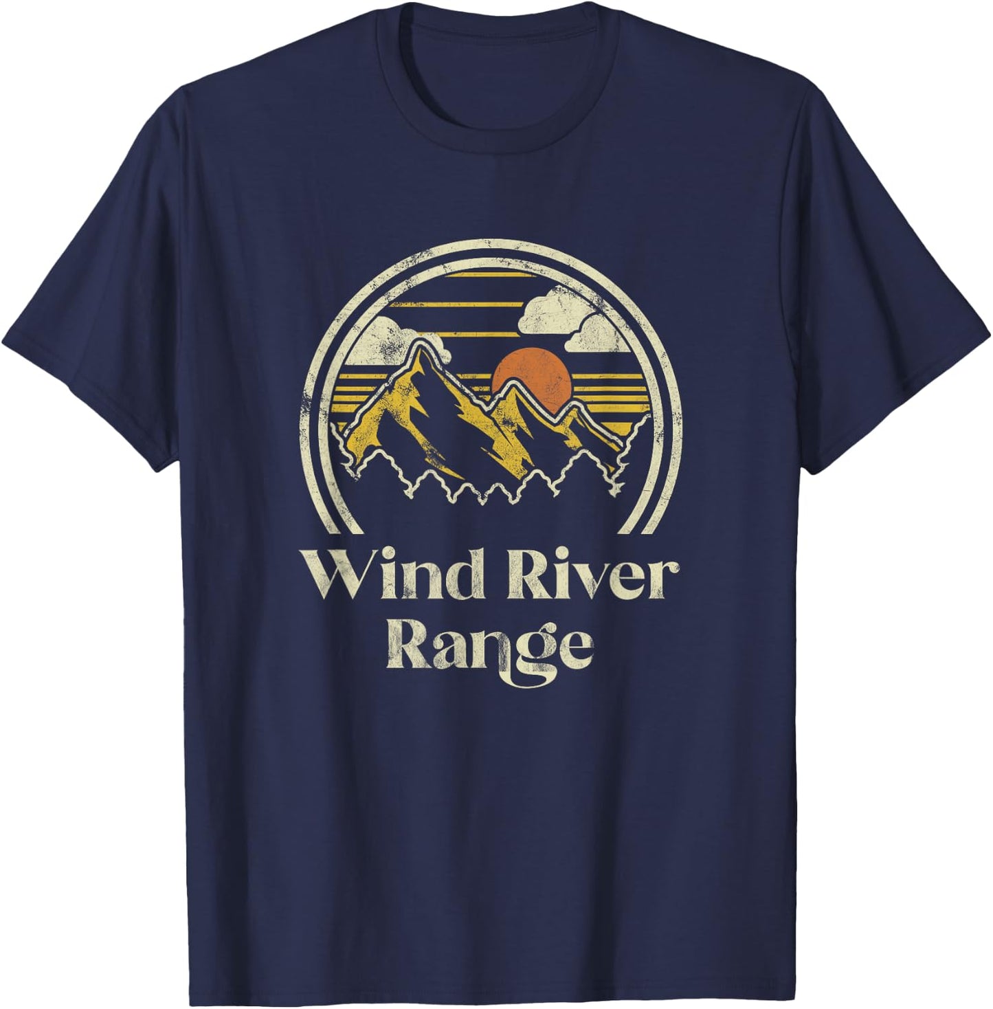Wind River Range Mountains Wyoming Hiking Outdoors Retro T-Shirt - T-Shirt | Navy
