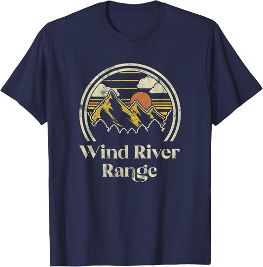Wind River Range Mountains Wyoming Hiking Outdoors Retro T-Shirt - T-Shirt | Navy