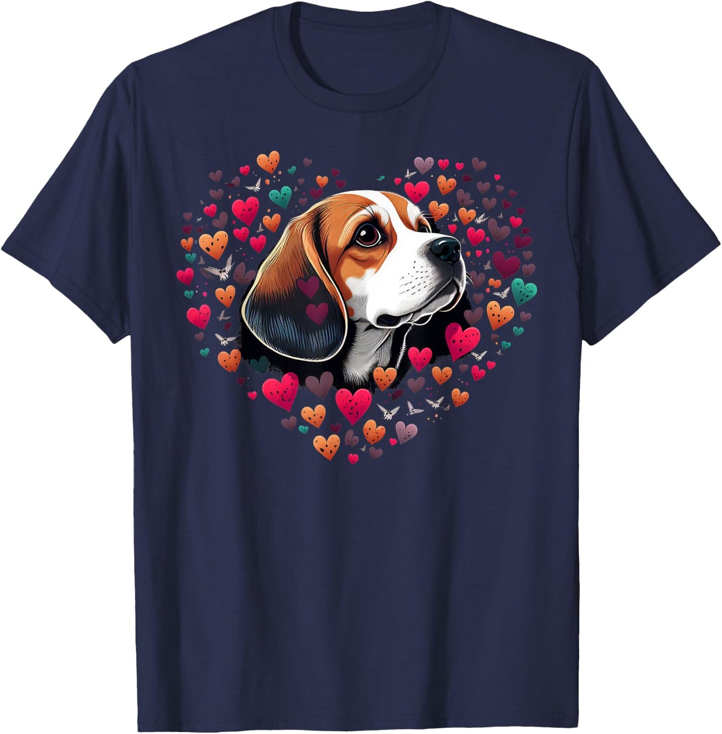 Beagle Love Heart for Valentines Day on Beagle Lover T-Shirt - T-Shirt | Navy