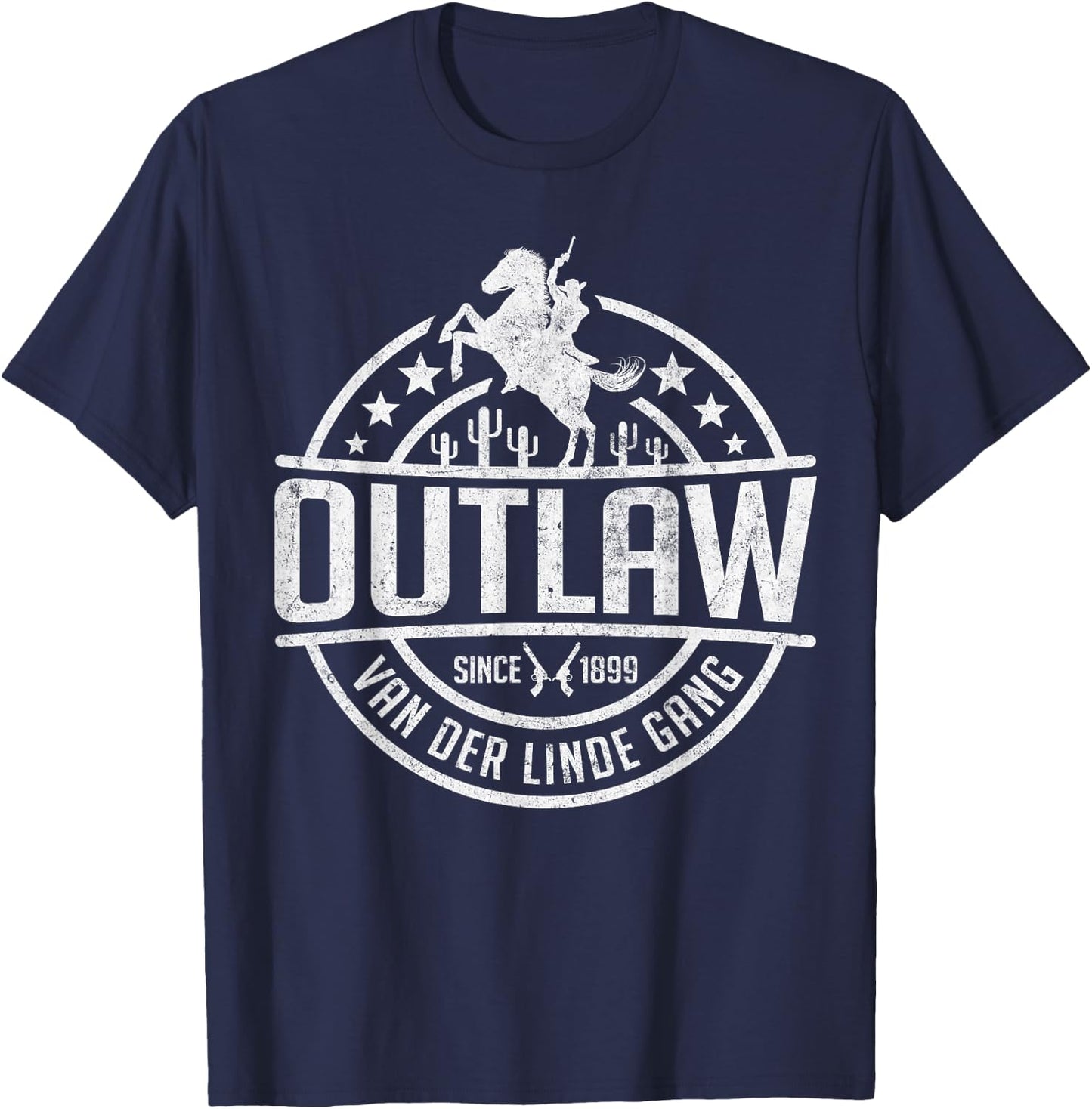 Outlaw Dutch's Gang Red Horse & Cowboy Adventure T-Shirt - T-Shirt | Navy
