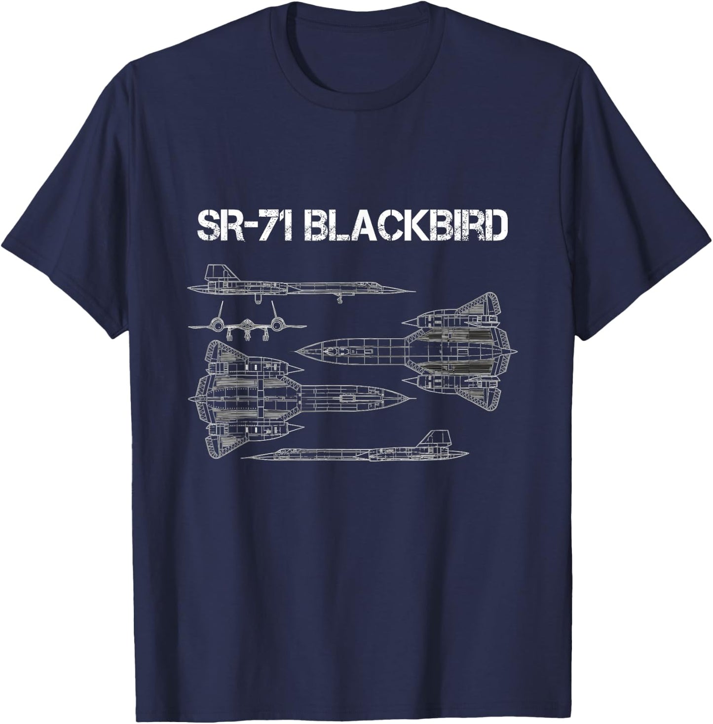 SR-71 Blackbird Blueprint Air Force Military Jet T-Shirt - T-Shirt | Navy