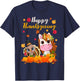 Cute Unicorn Turkey Pilgrim Thanksgiving Fall Little Girls T-Shirt - T-Shirt | Navy