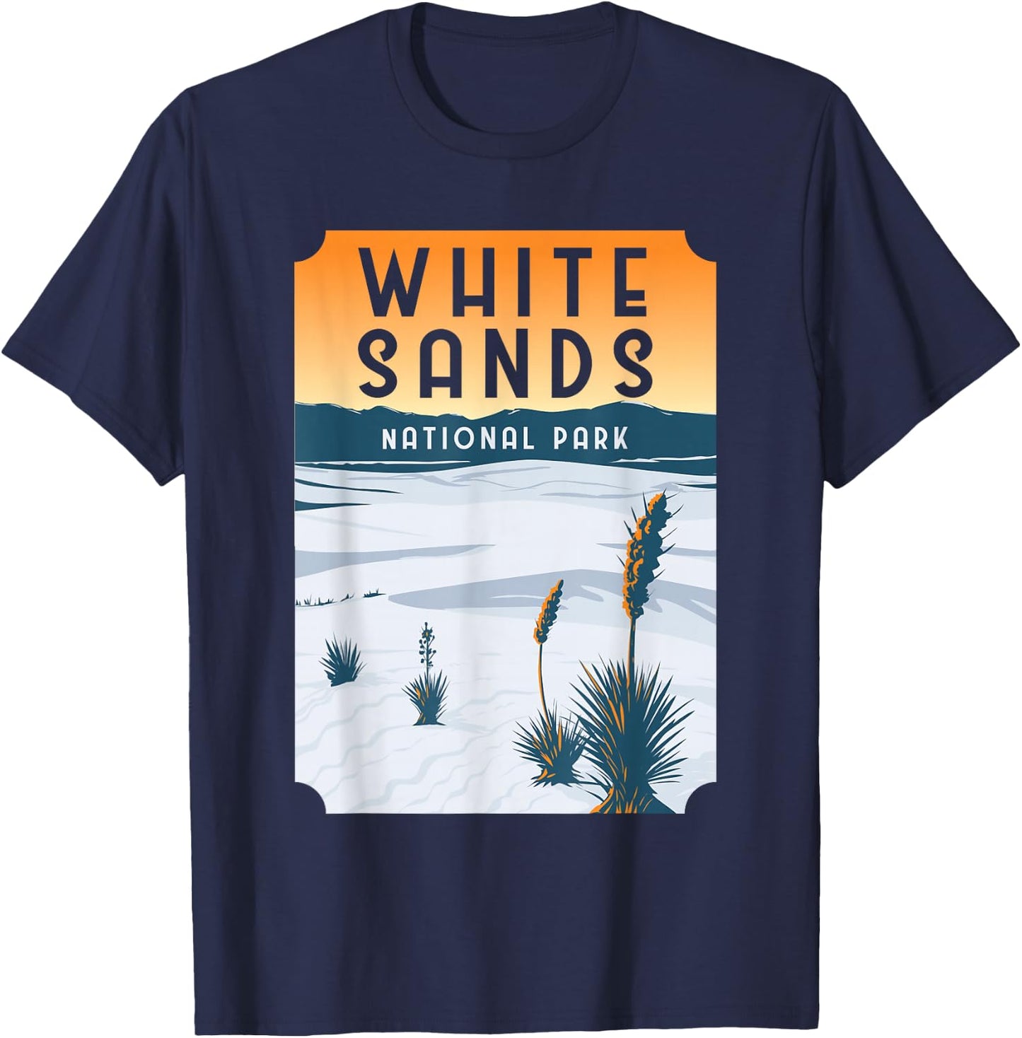 White Sands New Mexico US National Park Vintage Gift T-Shirt - T-Shirt | Navy