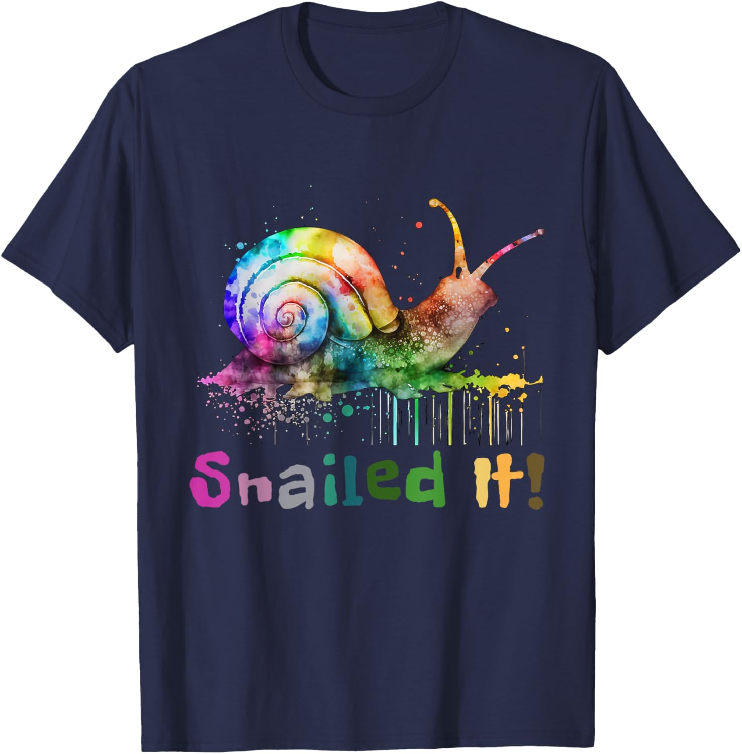 Cool Snail Rainbow Colors Snailed It Women Children T-Shirt - T-Shirt | Navy