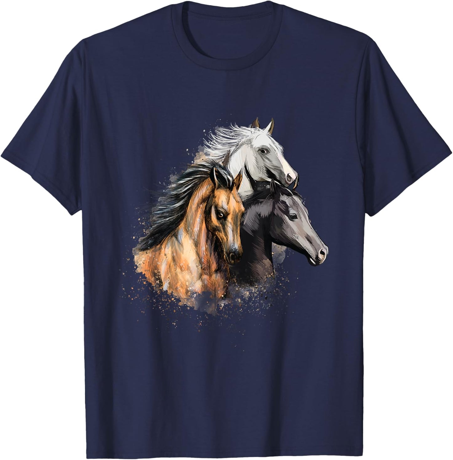 3 Horses - Horse Animal Lover Horseman Equestrian Riding T-Shirt - T-Shirt | Navy