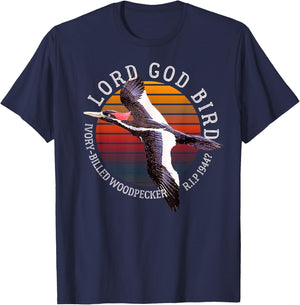 Lord God Bird Ivory-Billed Woodpecker Cryptid Extinct 1944? T-Shirt - T-Shirt | Navy