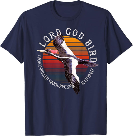 Lord God Bird Ivory-Billed Woodpecker Cryptid Extinct 1944? T-Shirt - T-Shirt | Navy