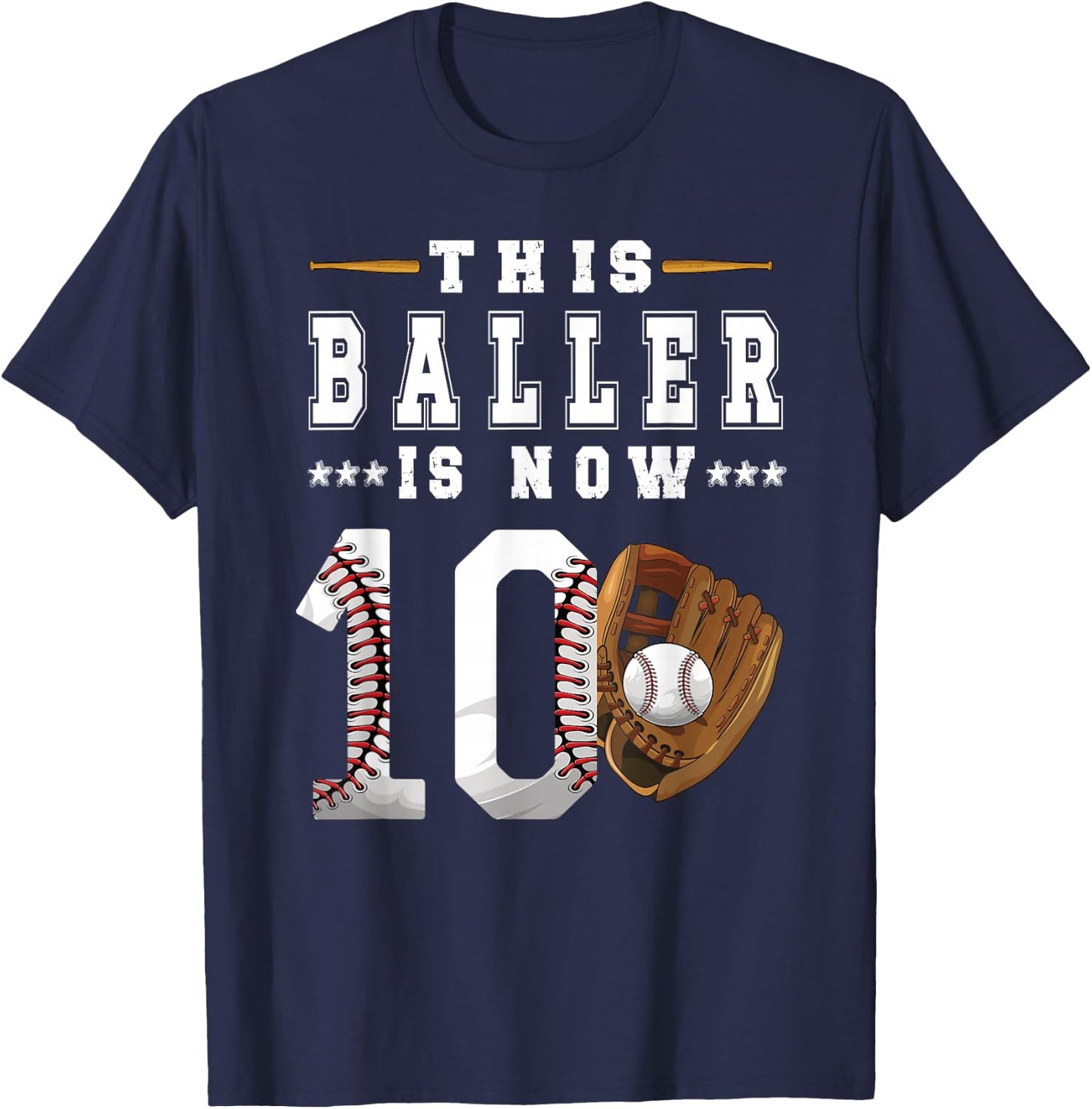 10th Birthday Baseball Boy Ten Year Old Baseball Player T-Shirt - T-Shirt | Navy