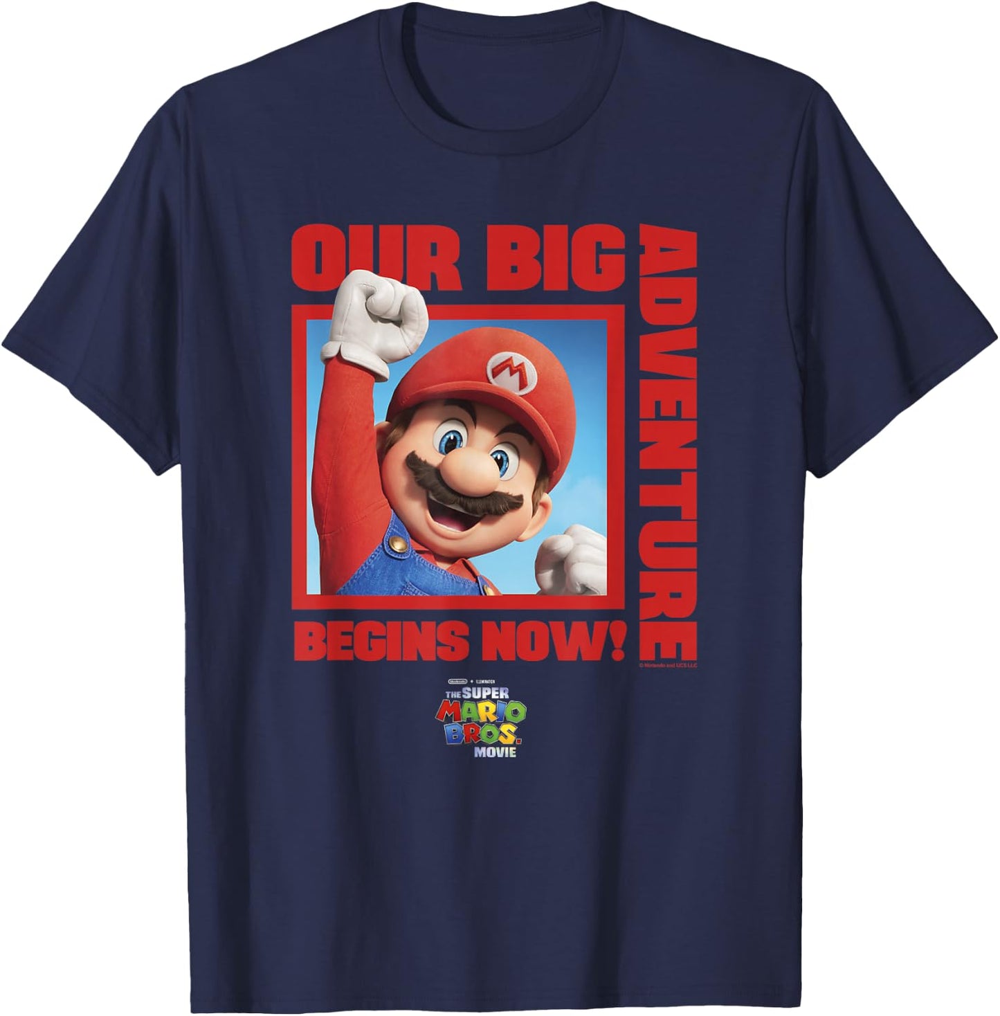 The Super Mario Bros. Movie Our Big Adventure Begins Now! T-Shirt - T-Shirt | Navy