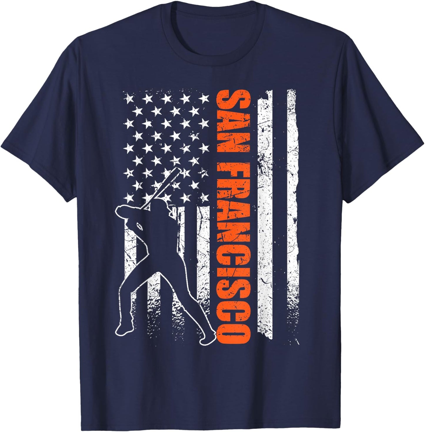 San Francisco Baseball Flag USA Vintage Patriotic Baseball T-Shirt - T-Shirt | Navy