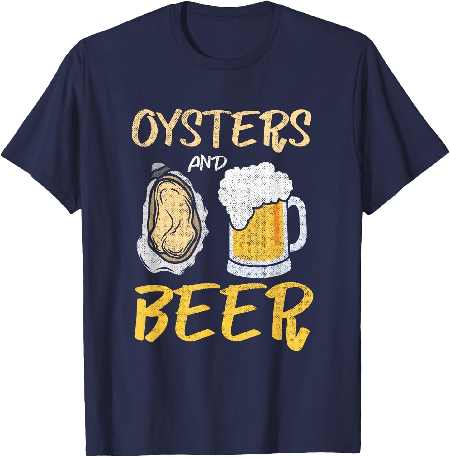 Oysters And Beer | Seafood Foodie | Oyster Lover T-Shirt - T-Shirt | Navy