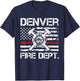 Denver Colorado Fire Department Thin Red Line Logo T-Shirt - T-Shirt | Navy