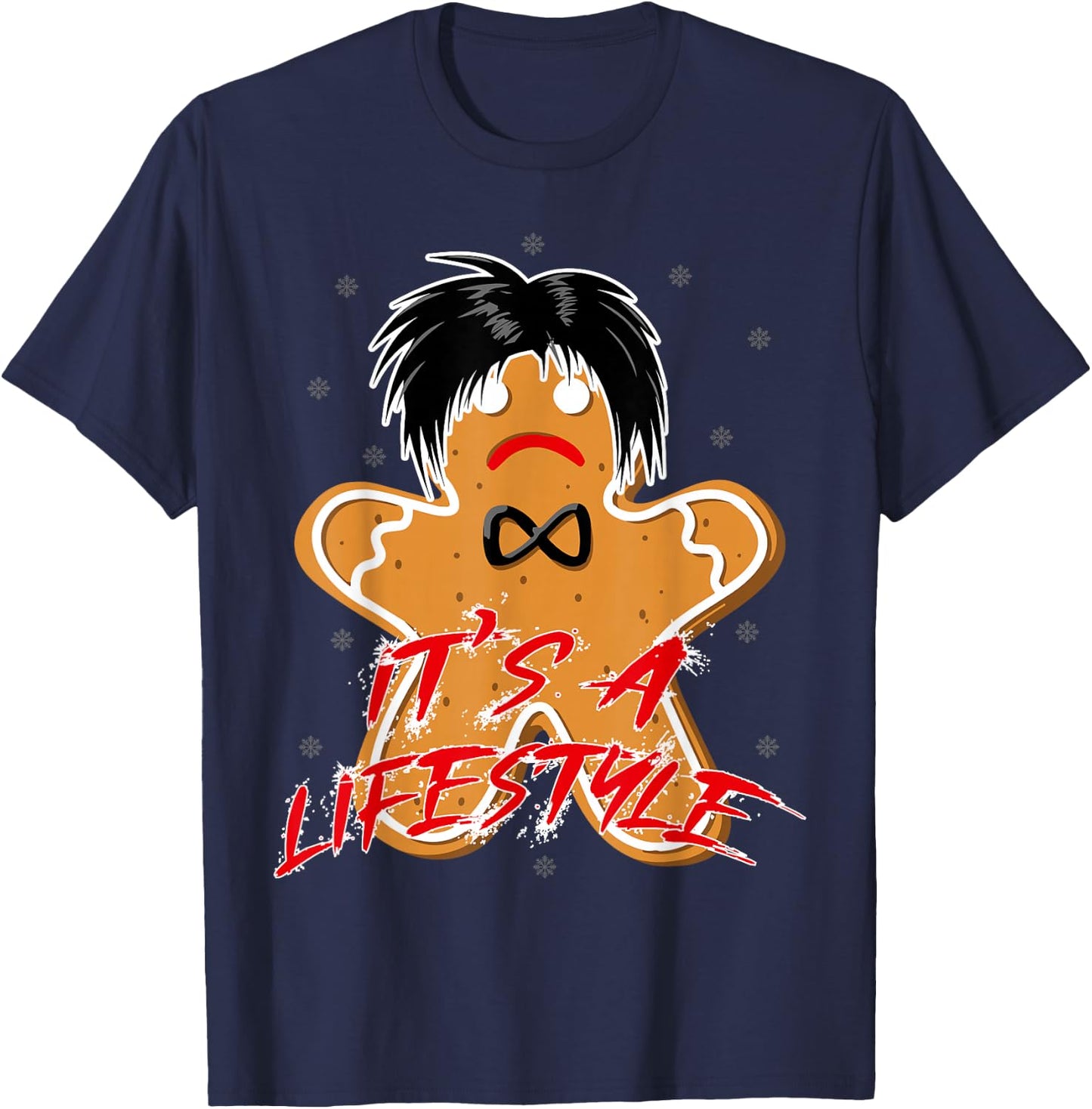 Funny Black Hair Punk Alternative Emo Music Lover Christmas Emo Heritage Dark Lifestyle Funny Gingerbread man T-Shirt - T-Shirt | Navy