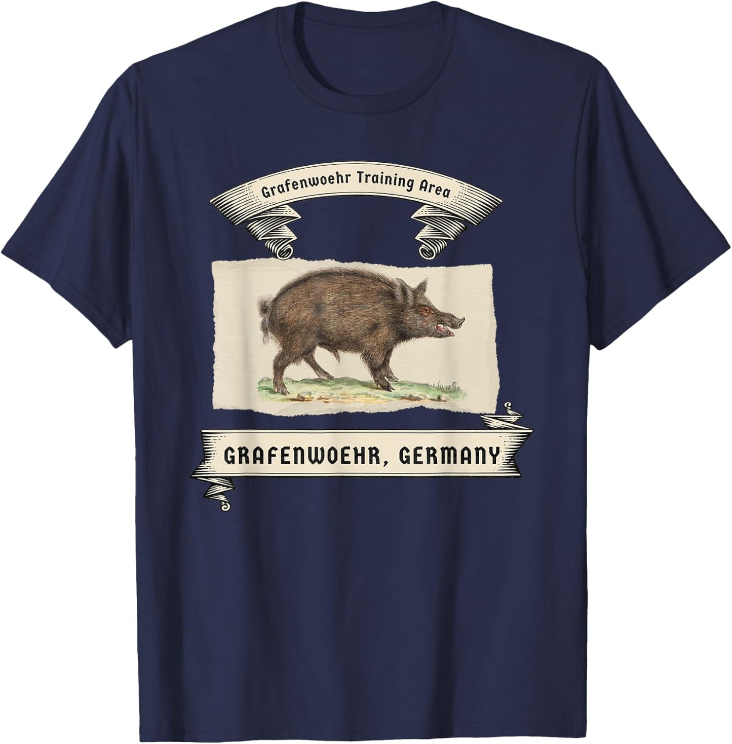 Vintage Grafenwoehr Boar Hunt T-Shirt - T-Shirt | Navy