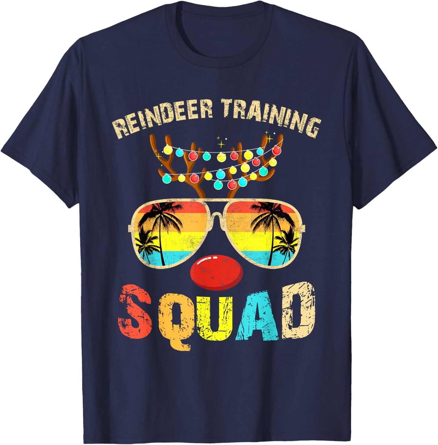 Christmas Running Reindeer Runner Training Squad Team T-Shirt - T-Shirt | Navy