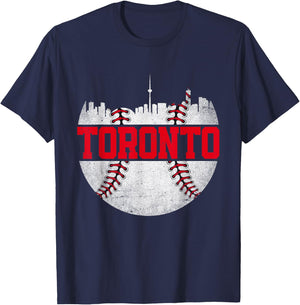 Toronto Baseball Cityscape Distressed Graphic Men Women T-Shirt - T-Shirt | Navy