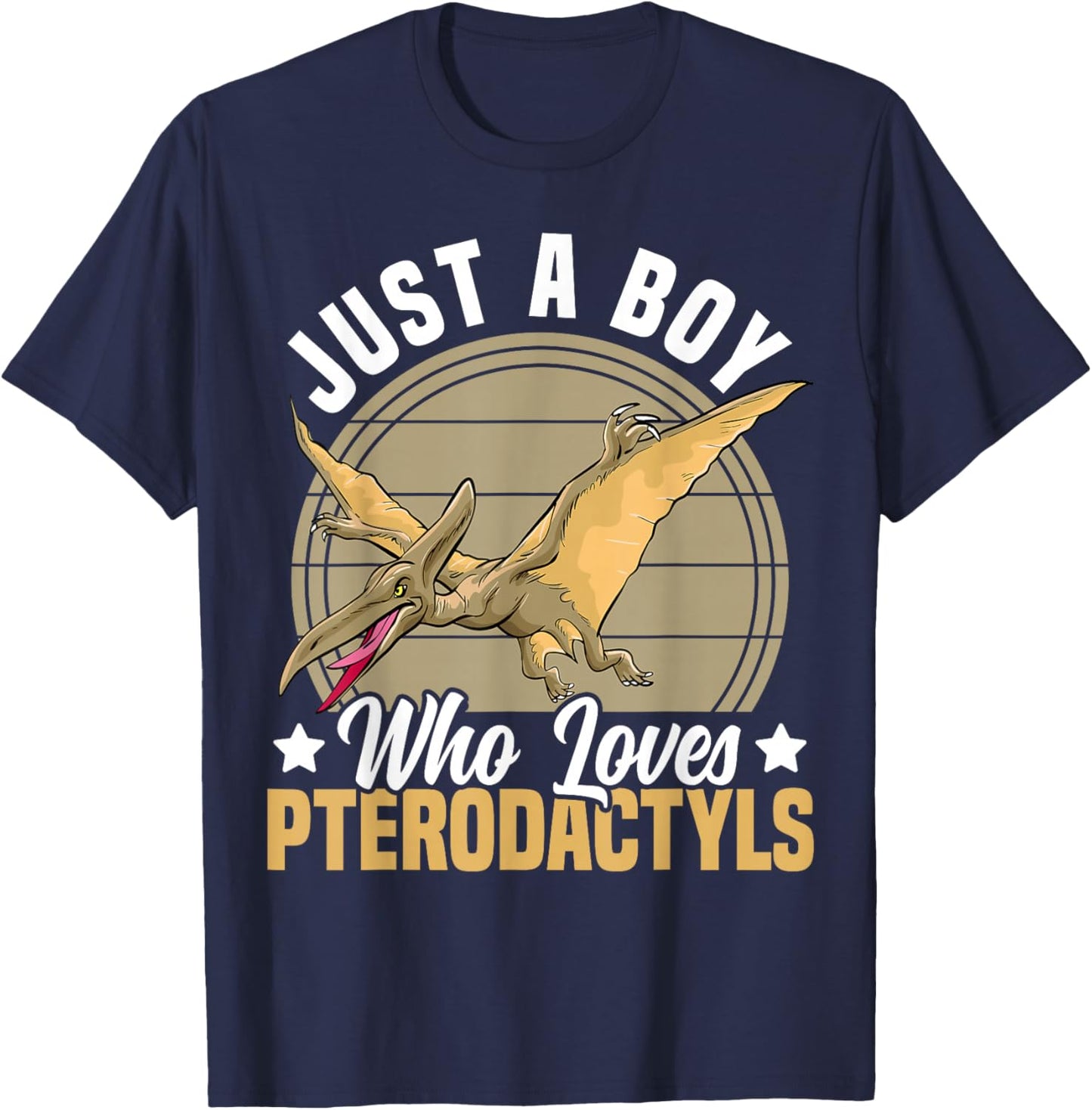 Just A Boy Who Loves Pterodactyls Dinosaur Lover Boys Dino T-Shirt - T-Shirt | Navy