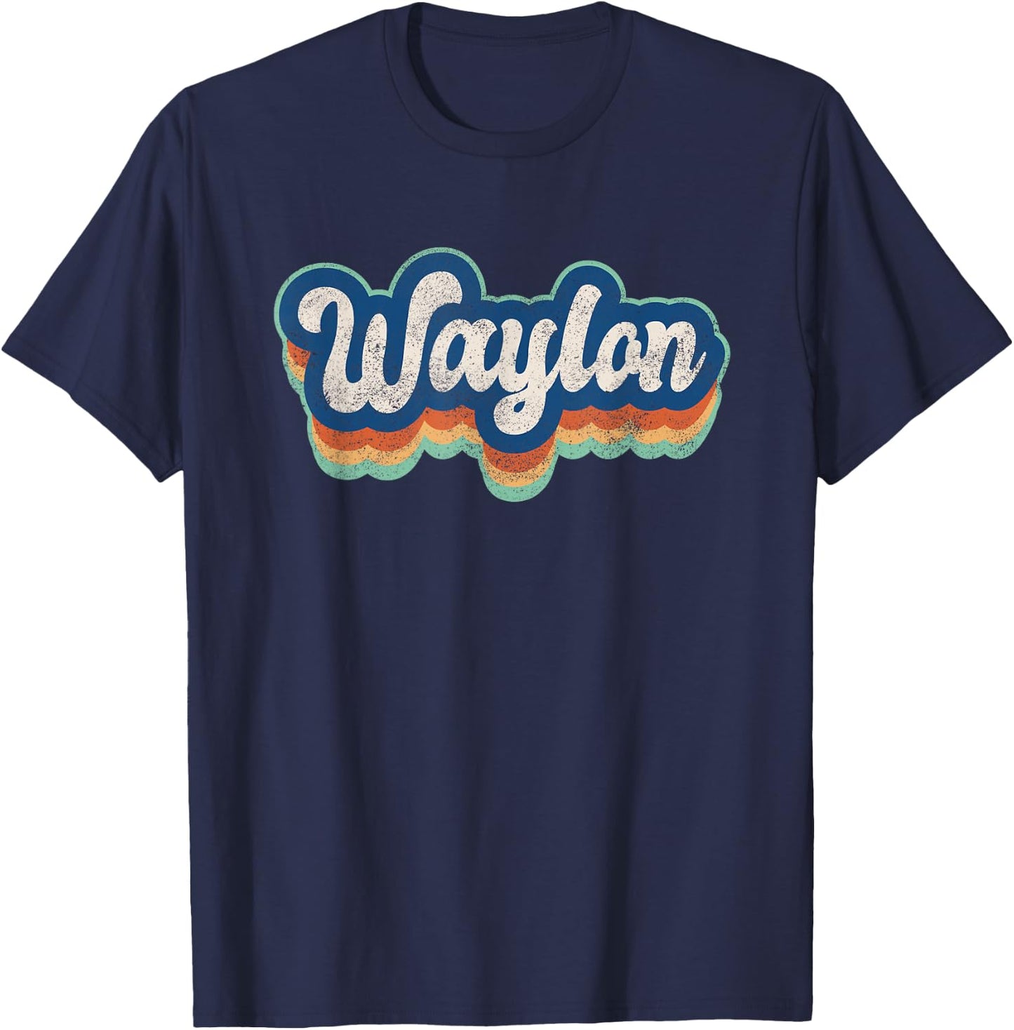 Waylon First Name Boy Vintage Style 70s 80s Personalized T-Shirt - T-Shirt | Navy