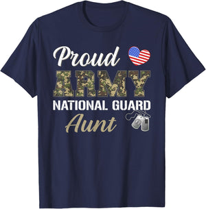 Retro Proud Army National Guard Aunt Military Pride Costume T-Shirt - T-Shirt | Navy