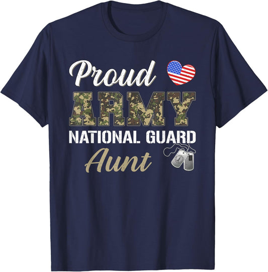 Retro Proud Army National Guard Aunt Military Pride Costume T-Shirt - T-Shirt | Navy