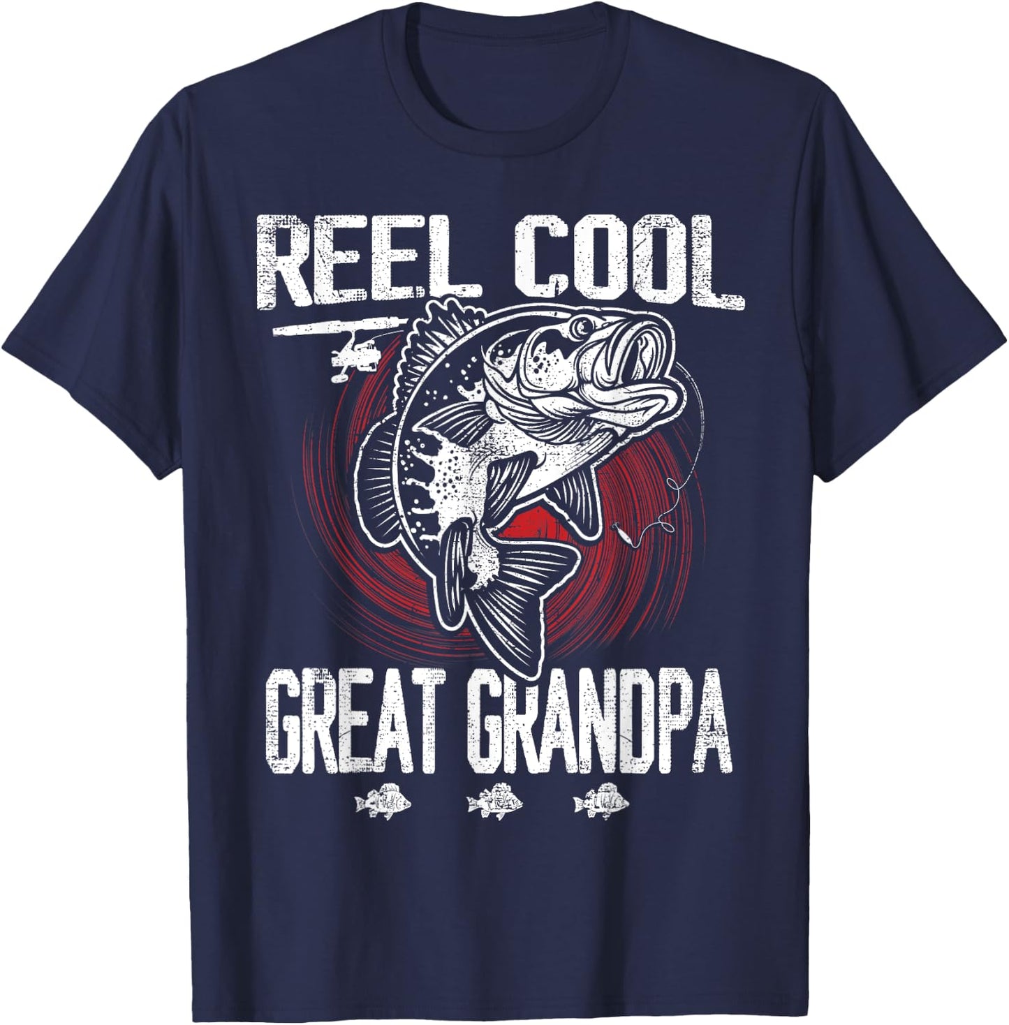 Funny Fathers Day Vintage Fishing Reel Cool Great Grandpa T-Shirt - T-Shirt | Navy
