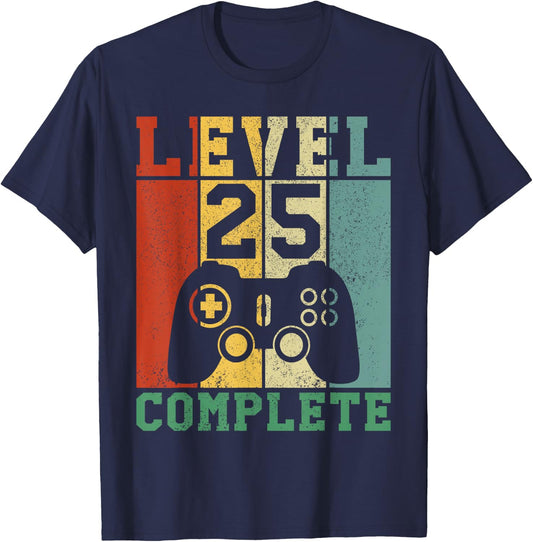 25th Birthday Level 25 Complete T-Shirt - T-Shirt | Navy