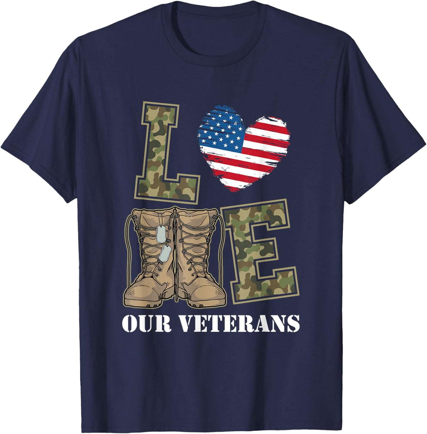 I Love Our American Military Veterans T-Shirt - T-Shirt | Navy